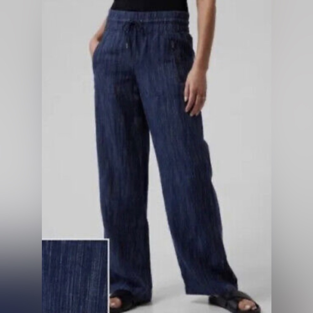 athleta cabo linen textured wide leg pant women size 8